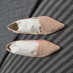 Sophia Webster Bibi Butterfly Velvet Flat Antique Rose/rose Size 37 1/2